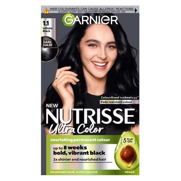 Garnier Nutrisse Ultra Color Permanent Colour 1.10 Infinite Black (Case of 3)