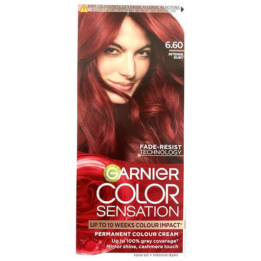 Garnier Color Sensation Permanent Colour Cream 6.60 Intense Ruby (Case of 3)