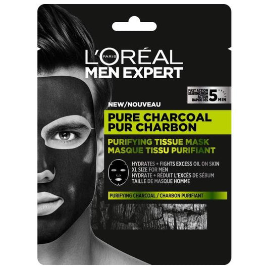 L'Oreal Men Expert Pure Charcoal Purifying Tissue Mask (Case of 20)