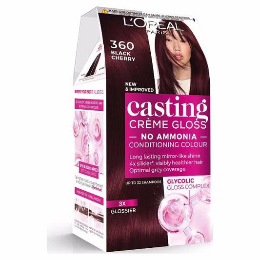 L'Oreal Casting Creme Gloss Semi-Permanent Hair Colour 360 Black Cherry (Case of 3)