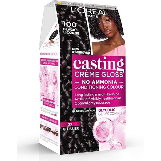 L'Oreal Casting Creme Gloss Semi-Permanent Hair Colour 100 Black Licorice (Case of 3)