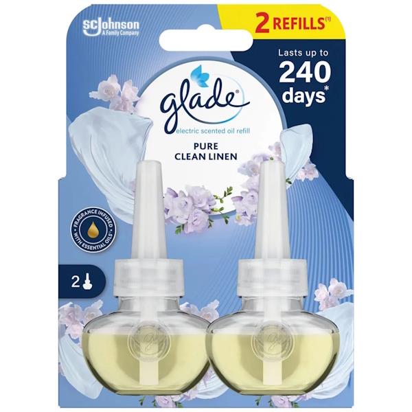 Glade Electric Plug In Air Freshener Refill Pure Clean Linen 2 x 20ml (Case of 6)