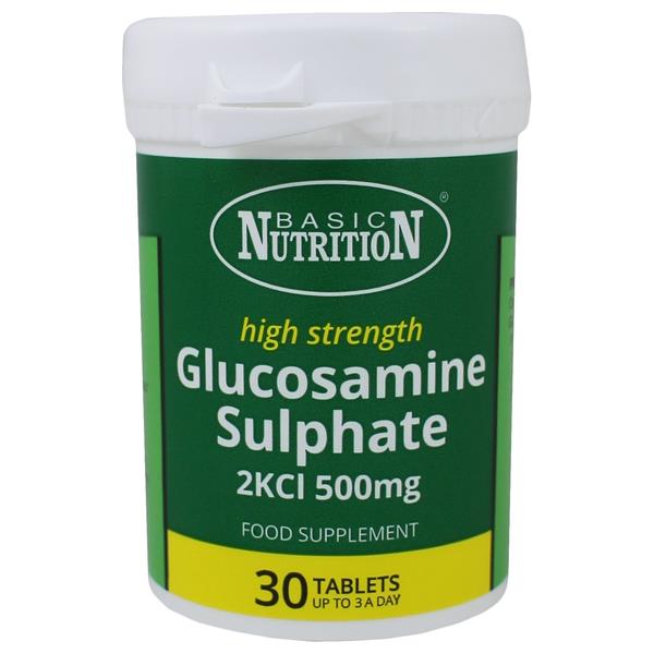 Basic Nutrition High Strength Glucosamine Sulphate 2KCI 500mg 30 Tablets (Case of 6)