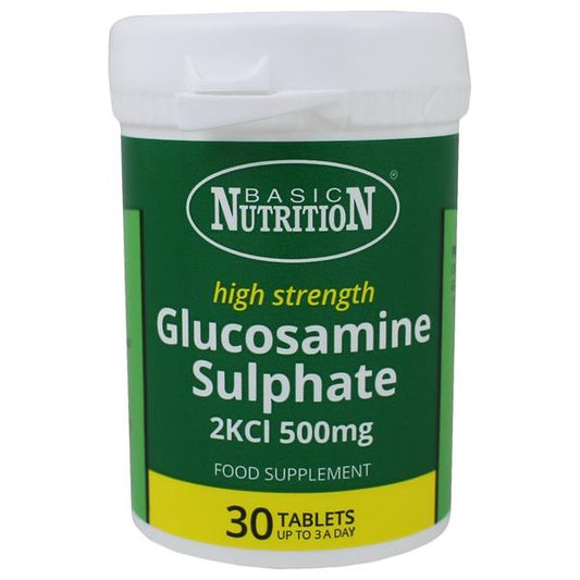 Basic Nutrition High Strength Glucosamine Sulphate 2KCI 500mg 30 Tablets (Case of 6)