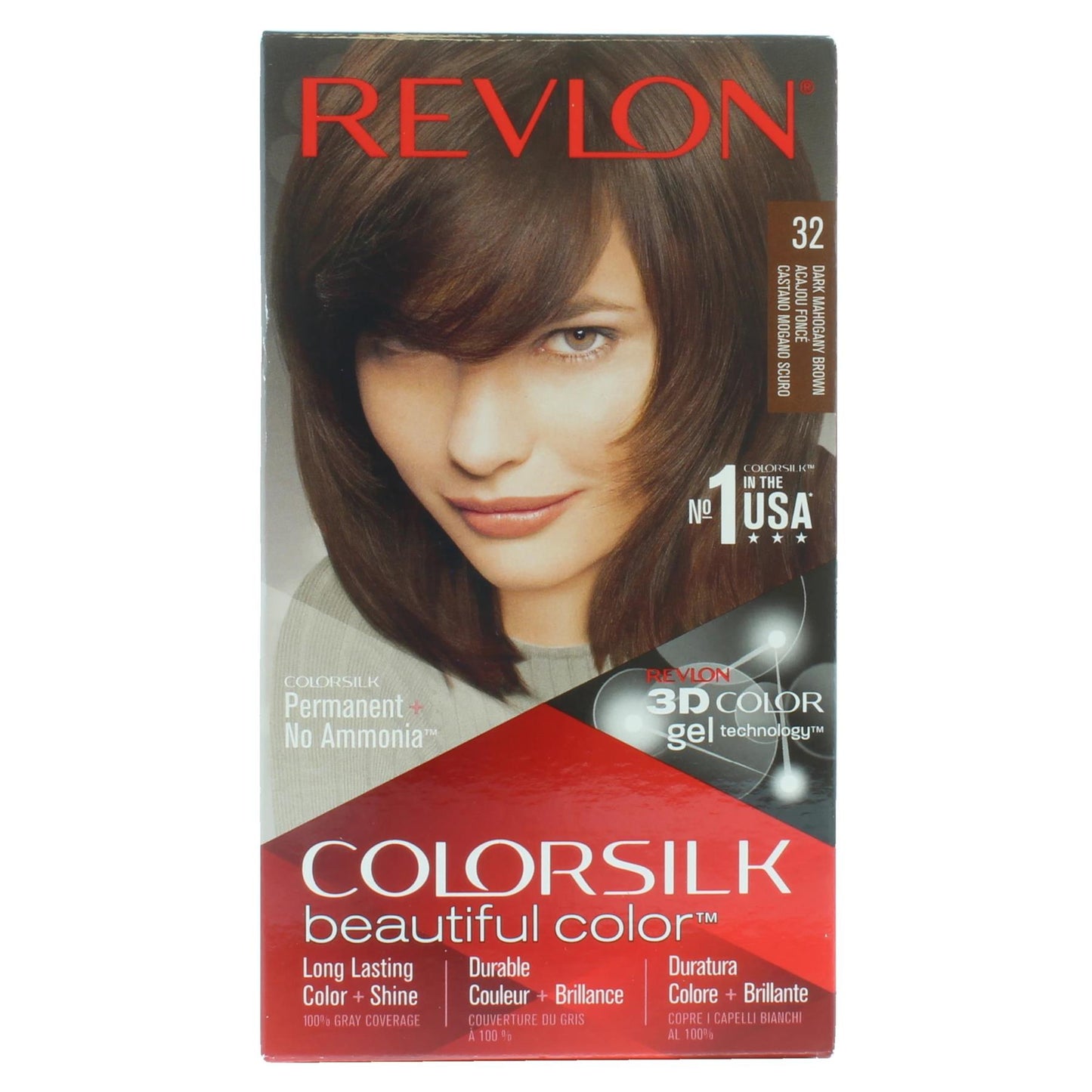 Revlon Colorsilk Permanent Colour 32 Dark Mahogany Brown (Case of 3)