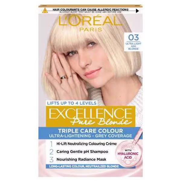 L'Oreal Excellence Pure Blonde Colour 03 Ultra-Light Ash Blonde (Case of 3)