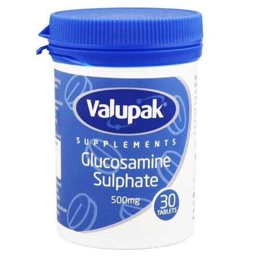 Valupak Supplements Glucosamine Sulphate 500mg 30 Tablets (Case of 6)