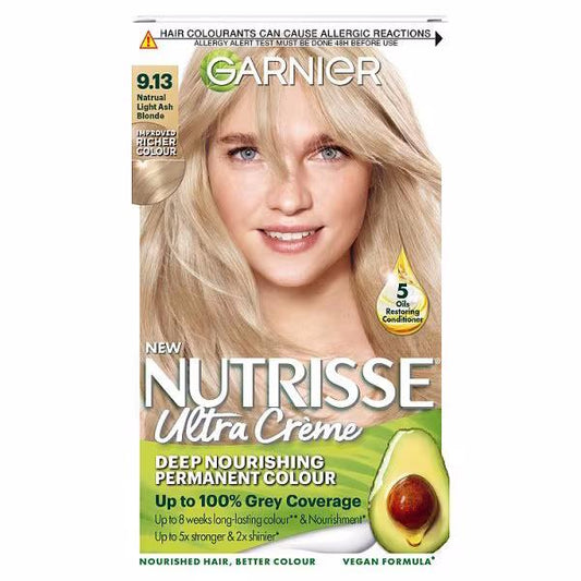 Garnier Nutrisse Creme Permanent Colour 9.13 Natural Light Ash Blonde (Case of 3)