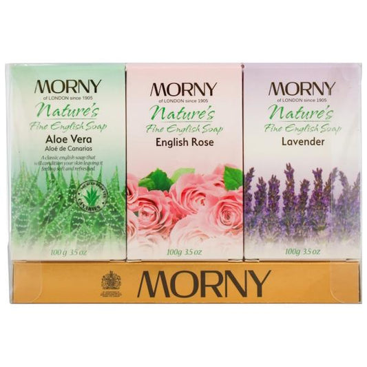 Morny Nature's English Soap Variety Pack 3 x 100g Bars (Case of 6)