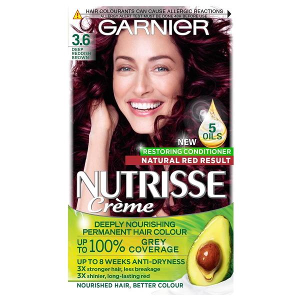 (LT) Garnier Nutrisse Creme Permanent Colour 3.6 Deep Reddish Brown (Case of 3)