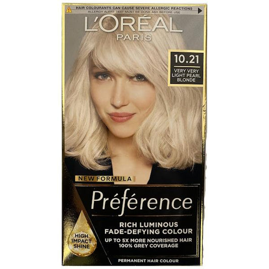L'Oreal Preference Permanent Colour 10.21 Very Very Light Pearl Blonde (Case of 3)