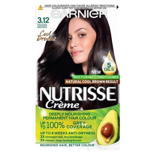 (LT) Garnier Nutrisse Creme Permanent Colour 3.12 Frozen Brown (Case of 3)