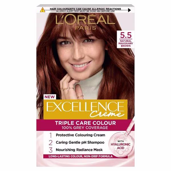 L'Oreal Excellence Creme Triple Care Colour 5.5 Natural Mahogany Brown (Case of 3)