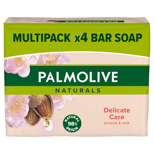 Palmolive Naturals Delicate Care Almond & Milk Soap 4 x 90g Bars (Case of 18)