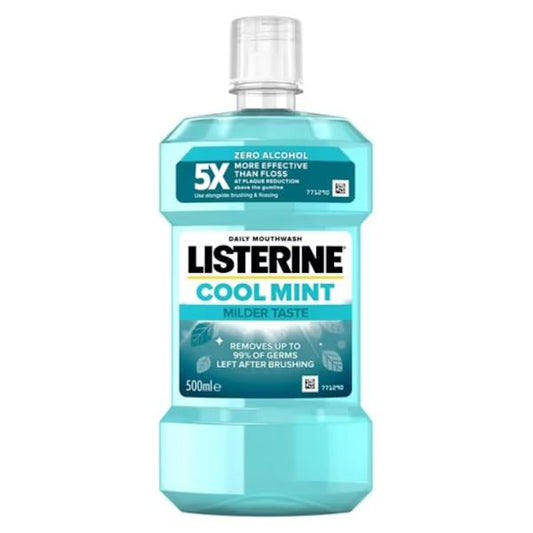 Listerine Daily Mouthwash Cool Mint Milder Taste 500ml (Case of 6)