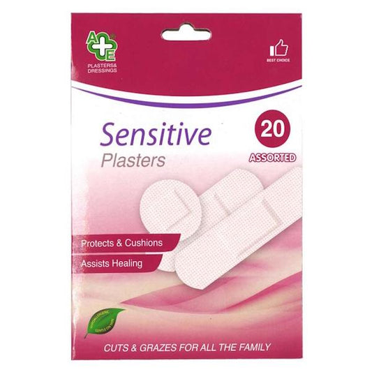 A&E Sensitive Plasters 20 Assorted (Case of 12)