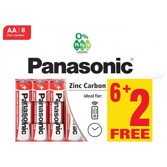 Panasonic Zinc Carbon Batteries AA 8 Pack (Case of 20)