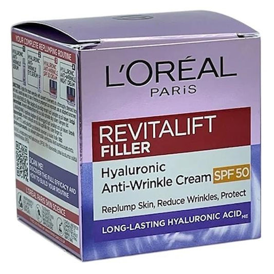 (LT) L'Oreal Revitalift Filler Hyaluronic Anti-Wrinkle Cream SPF50 50ml (Case of 6)