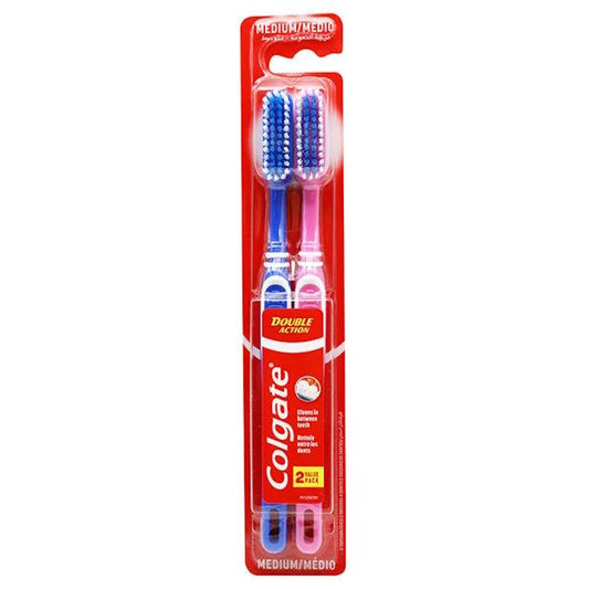 Colgate Toothbrush Double Action Medium Twin Pack (Colours Vary) (Case of 12)