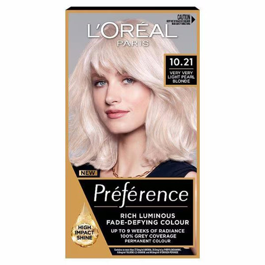 L'Oreal Preference Permanent Colour 10.21 Very Very Light Pearl Blonde (Case of 3)
