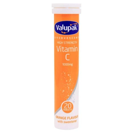 (LT) Valupak Effervescent High Strength Vitamin C 1000mg 20 Orange Flavour Tablets (Case of 6)