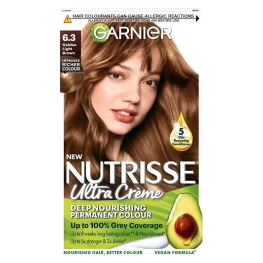 Garnier Nutrisse Creme Permanent Colour 6.3 Golden Light Brown (Case of 3)