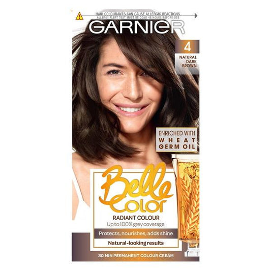 Garnier Belle Color Permanent Colour 4 Natural Dark Brown (Case of 3)