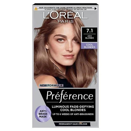 L'Oreal Preference Permanent Colour 7.1 Ash Blonde (Case of 3)