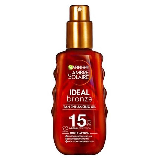Garnier Ambre Solaire Ideal Bronze SPF15 Tan Enhancing Protection Oil 150ml (Case of 6)