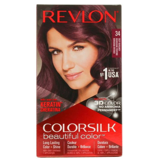 Revlon Colorsilk Permanent Colour 34 Deep Burgundy (Case of 3)