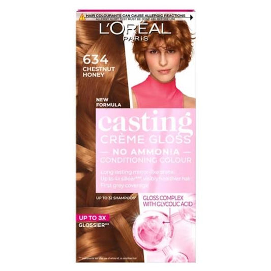 L'Oreal Casting Creme Gloss Semi-Permanent Hair Colour 634 Chestnut Honey (Case of 3)