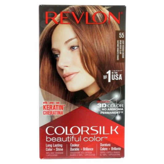 Revlon Colorsilk Permanent Colour 55 Light Reddish Brown (Case of 3)