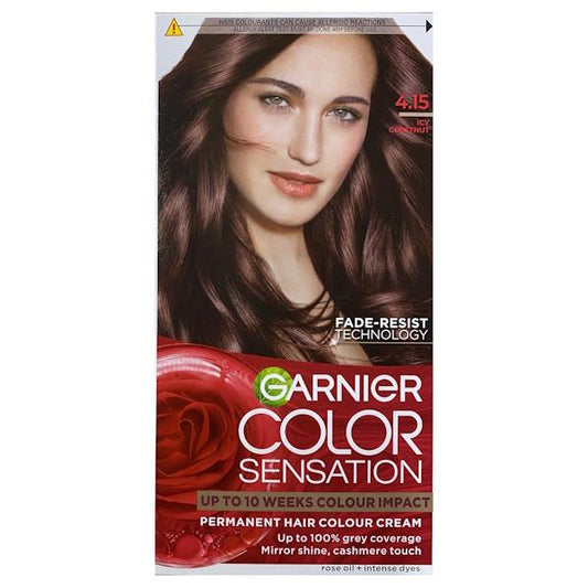 (LT) Garnier Color Sensation Intense Permanent Colour Cream 4.15 Icy Chestnut (Case of 3)