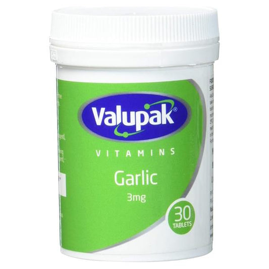 Valupak Vitamins Garlic 3mg 30 Tablets (Case of 6)