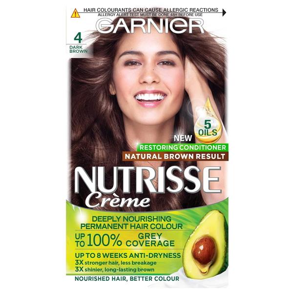 (LT) Garnier Nutrisse Creme Permanent Colour 4 Dark Brown (Case of 3)