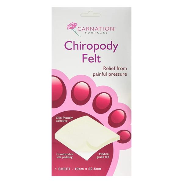 Carnation Footcare Chiropody Felt Large 1 Sheet 10cm x 22.5cm (Case of 6)