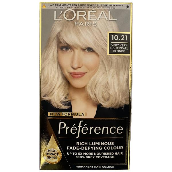 (LT) L'Oreal Preference Permanent Colour 10.21 Very Very Light Pearl Blonde (Case of 3)