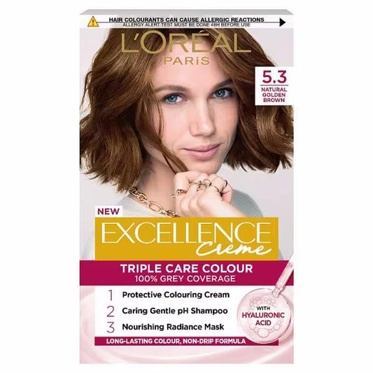L'Oreal Excellence Creme Triple Care Colour 5.3 Natural Golden Brown (Case of 3)