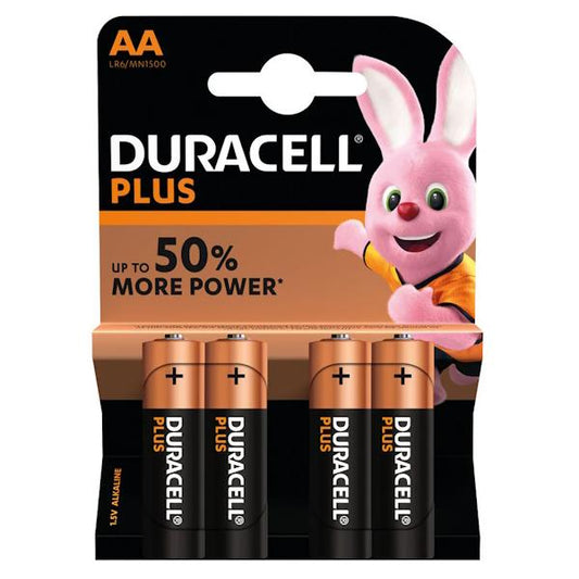 Duracell Plus Alkaline Batteries AA 4 Pack