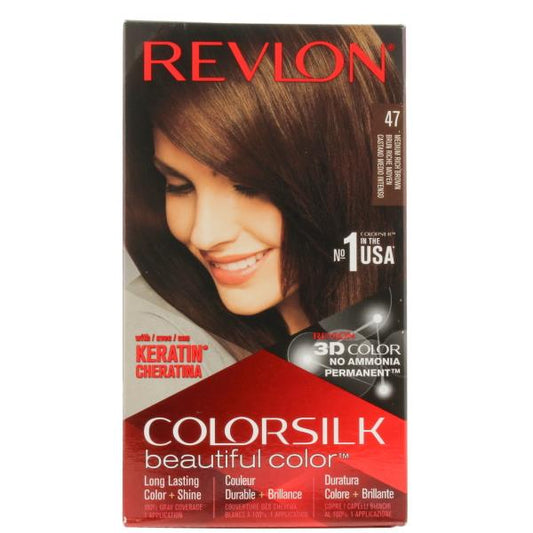 Revlon Colorsilk Permanent Colour 47 Medium Rich Brown (Case of 3)