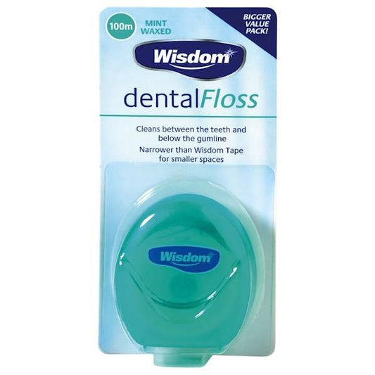 Wisdom Dental Floss Mint Waxed 100m (Case of 12)