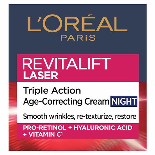 L'Oreal Revitalift Laser Triple Action Age-Correcting Cream Night 50ml (Case of 6)