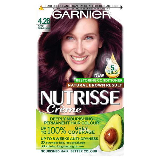 (LT) Garnier Nutrisse Creme Permanent Colour 4.26 Deep Burgundy (Case of 3)