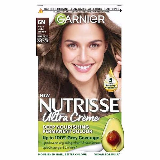 Garnier Nutrisse Creme Permanent Colour 6N Nude Light Brown (Case of 3)