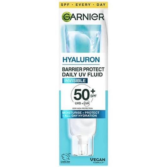 Garnier Hyaluron Barrier Protect Daily UV Fluid Invisible SPF50+ 40ml (Case of 6)