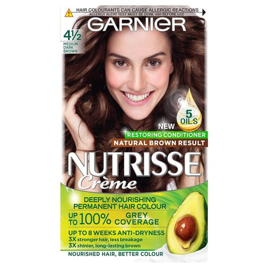 (LT) Garnier Nutrisse Creme Permanent Colour 4.12 Medium Dark Brown (Case of 3)