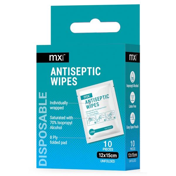 MX Antiseptic Wipes 10 Pieces (Case of 12)
