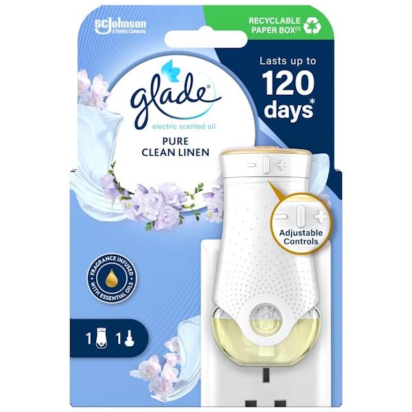 Glade Electric Plug In Air Freshener Kit Pure Clean Linen 20ml (Case of 4)