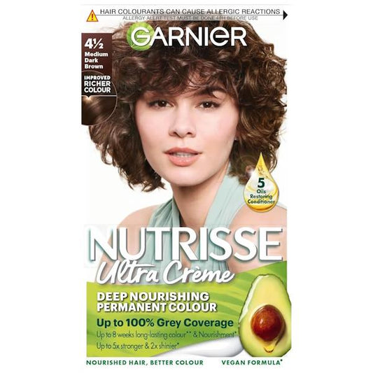 Garnier Nutrisse Creme Permanent Colour 4.12 Medium Dark Brown (Case of 3)