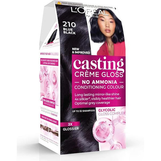(LT) L'Oreal Casting Creme Gloss Semi-Permanent Hair Colour 210 Blue Black (Case of 3)